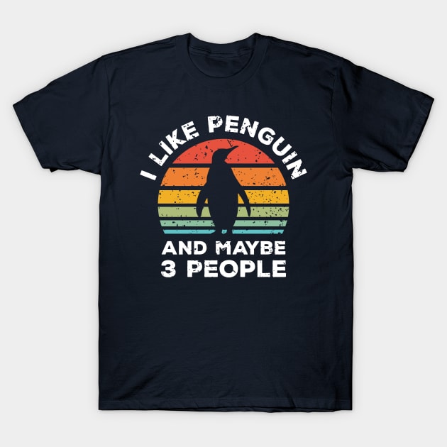 I Like Penguin and Maybe 3 People, Retro Vintage Sunset with Style Old Grainy Grunge Texture T-Shirt by Ardhsells